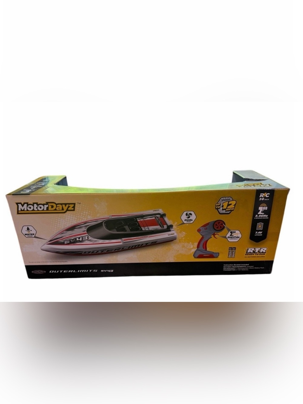 Remote Control Racing Boat - Red and White - - Picture 3 of 4